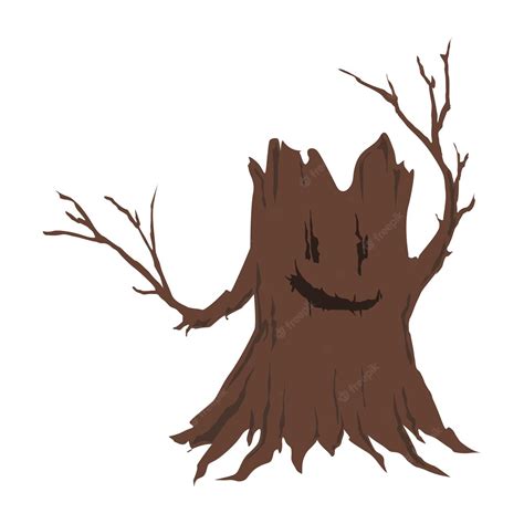 Premium Vector | Image of a scary tree with a face. vector drawing for ...