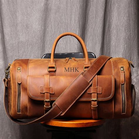 Personalized Mens Travel Bag Full Grain Leather Duffel Bag - Etsy Canada