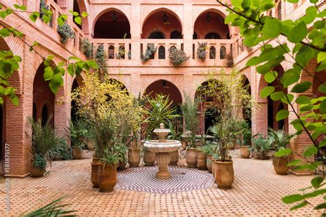 beautiful garden inside moroccan courtyard, marrakech Stock Photo ...