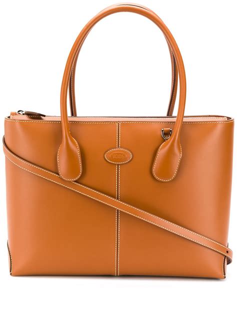 Tod's contrast-stitch top-handle tote bag - Brown Tan Brown, Brown Leather, Tods Bag, Paris T ...
