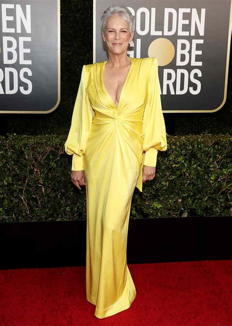 Jamie Lee Curtis Dares to Bare in Plunging Yellow Gown at the 2021 Golden Globes