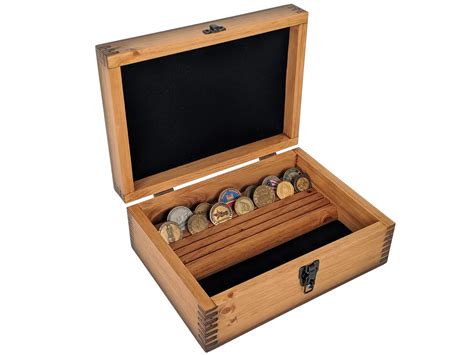 Plain Military Challenge Coin Display Case - Relic Wood