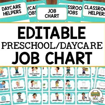 Editable Preschool/Daycare Job Chart by Pre-K Printable Fun | TpT