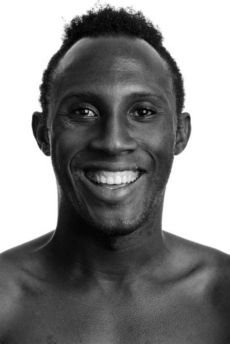 Face Of Young Happy African Man Smiling In Black And White Stock Image - Image of smile, shot ...