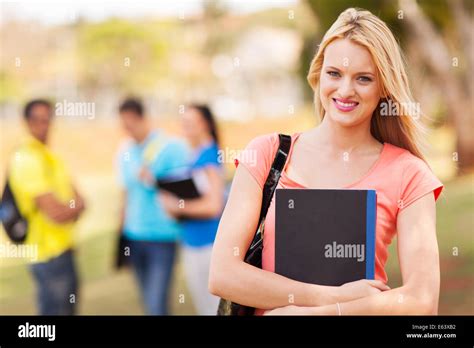 beautiful female college student on campus Stock Photo - Alamy