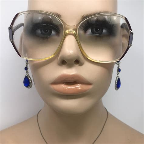 Vintage Ladies Eyeglasses Frames Clear Brown Square... - Depop