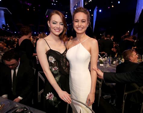 Emma Stone and Brie Larson Were Each Other's Literal Shoulder to Cry on at the Oscars | Glamour