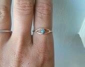 Items similar to Evil Eye Turquoise and gold fill Stacking Ring - custom made to order on Etsy