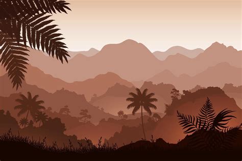 Beautiful vector landscape illustration - Peaceful warm sunrise over ...