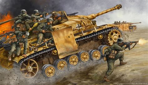 war, guns, tanks, Combat, infantry, World War II, Wehrmacht, military art, Stug III ...