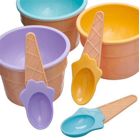 Wilko 3 Piece Summer Ice Cream Bowls and Spoons Set | Wilko