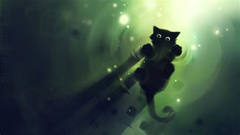 green abstract cats DeviantART artwork kittens Apofiss / 1920x1080 ...