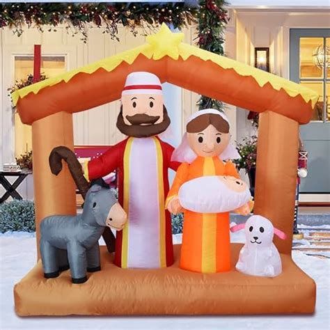 Amazon.com: 5.5FT Inflatable Nativity Scene Outdoor & Indoor Decoration, Light-Up Blow-Up for ...