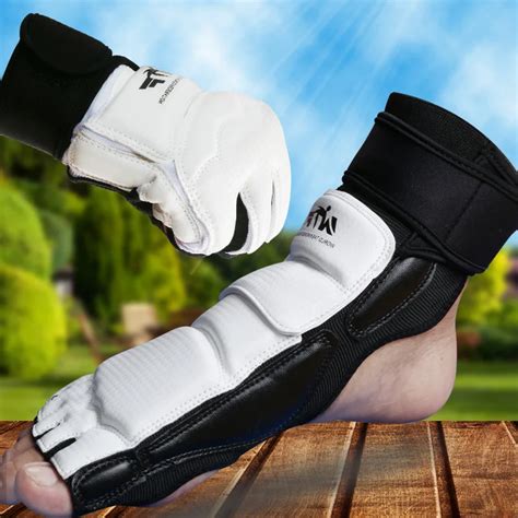 1 set Taekwondo Foot Protector hand protector Ankle Support fighting foot guard Kickboxing boot ...