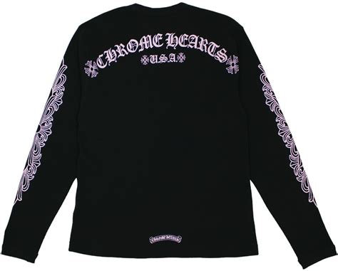 Chrome Hearts Matty Boy Shoulder Logo Thermal L/S T Shirt Black/Pink