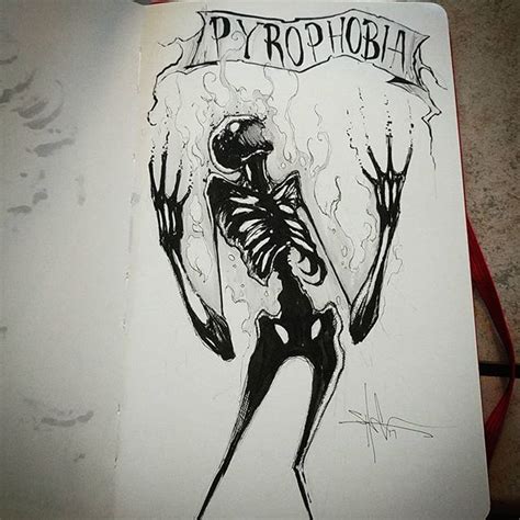 Pyrophobia - day 12 of #inktober / #feartober . All month I'm creating art depicting a new ...