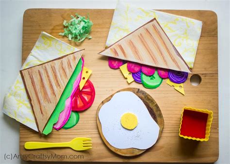 Pretend Play Food Collage - Paper Sandwich Craft for Kids