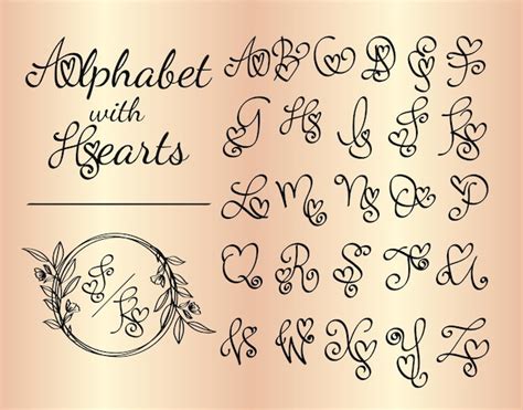Premium Vector | Cute hand drawn alphabet with hearts