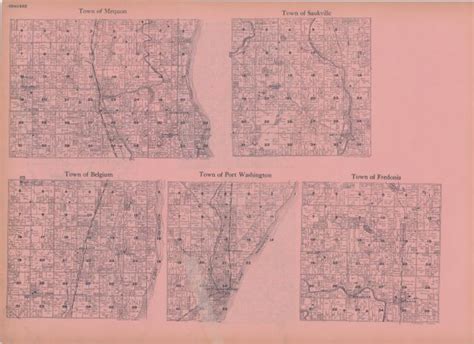 Plat Map of Five Wisconsin Towns in Ozaukee County | Map or Atlas | Wisconsin Historical Society