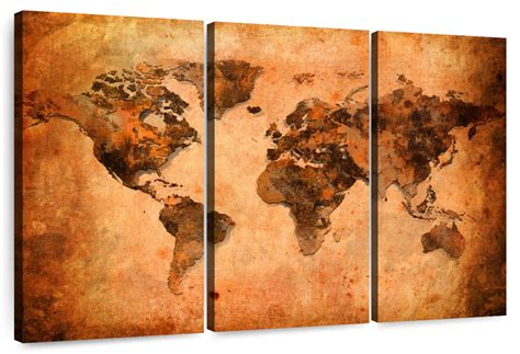 Terracotta World Map Wall Art | Digital Art