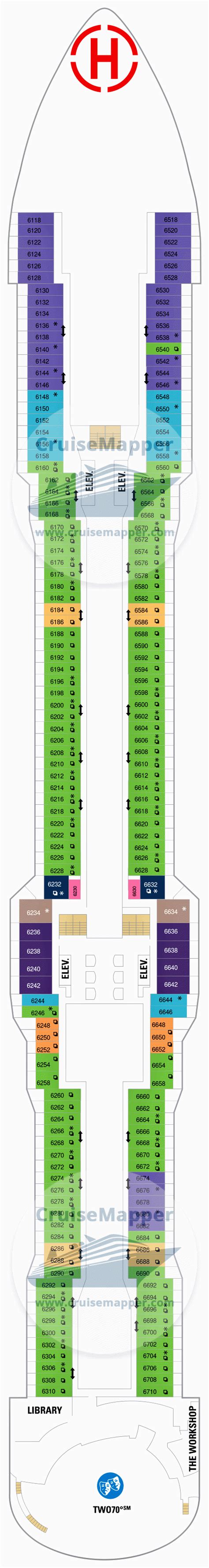 Anthem of the Seas deck 6 plan | CruiseMapper