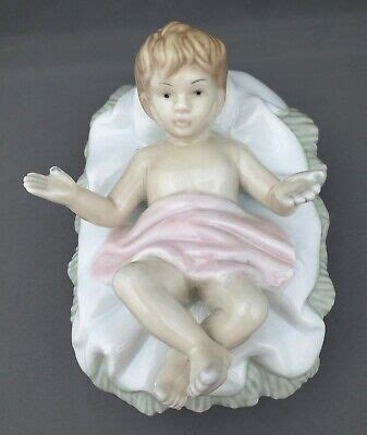 Baby Jesus Nativity Porcelain Replacement Figurine Hand Painted Gray Blue Pastel | eBay