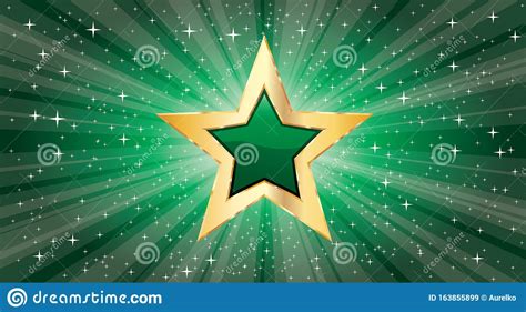 Green burst gold star stock vector. Illustration of marquee - 163855899