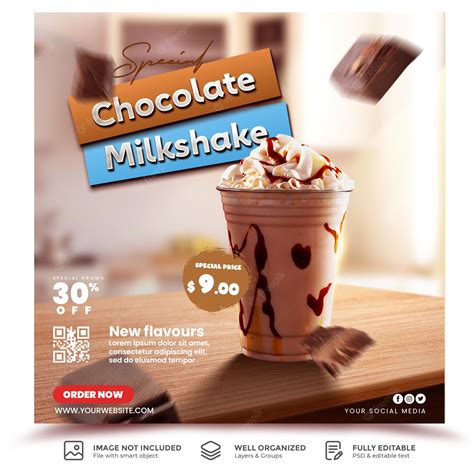 Premium PSD | Chocolate Milkshake Menu For Restaurant Drink Promotion ...