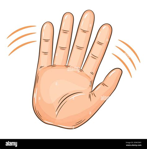 Wave hand greeting gesture sign. Hello or invitation welcome gesturing ...