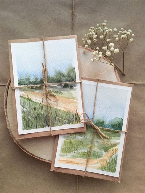 Set of Two Postcards l Watercolor Landscape Greeting Cards | Etsy ...