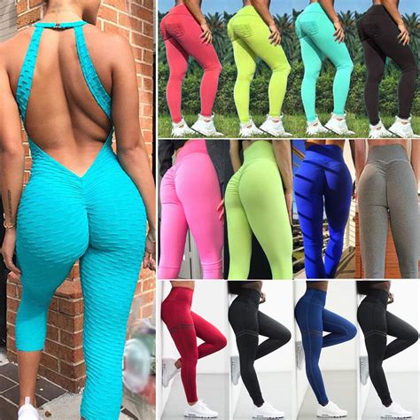 Sexy Women's Sports Yoga Pants Hip Push Fitness Running Gym Workout Leggings OP | eBay