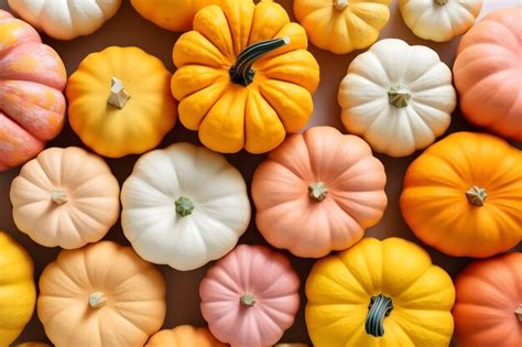 Top view different pumpkins arrangement | AI-generated image