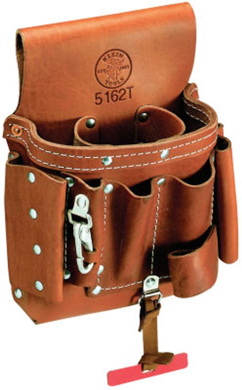 Klein Tools 8-Pocket Extra-Capacity Tool Pouches, 8 Compartments, Leather, 1/EA | AFT Fasteners