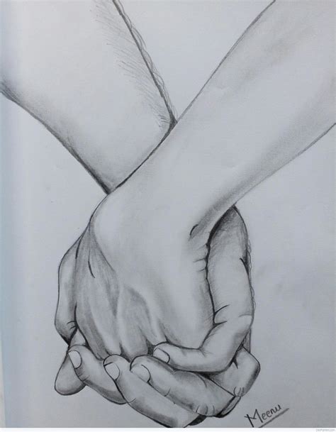 Awesome Pencil Sketch Of Holding Hands - Desi Painters