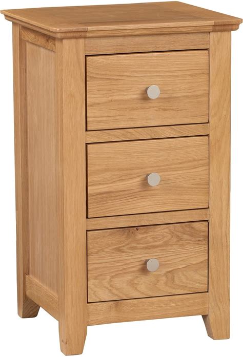 Hallowood Hereford 3 Drawer Small Bedside Table in Light Oak Finish ...