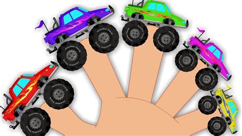 Monster Trucks Finger Family | Monster Trucks Stunts | Learn Transports - YouTube