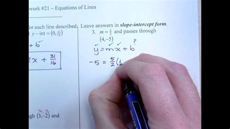 College Algebra Homework 21 (Equations of Lines) - YouTube