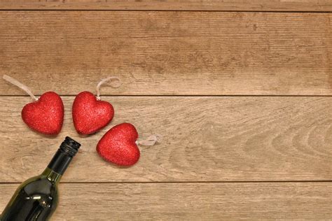 Red Hearts And Wine Bottle Free Stock Photo - Public Domain Pictures