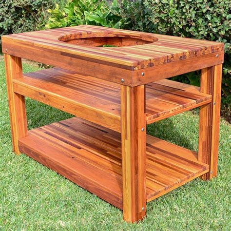 Outdoor Wood Table With Built-in Grill Storage | Forever Redwood