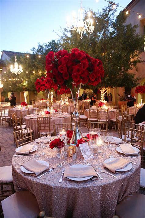 Red Rose Filled Wedding Day | Red wedding theme, Wedding centerpieces, Quince decorations