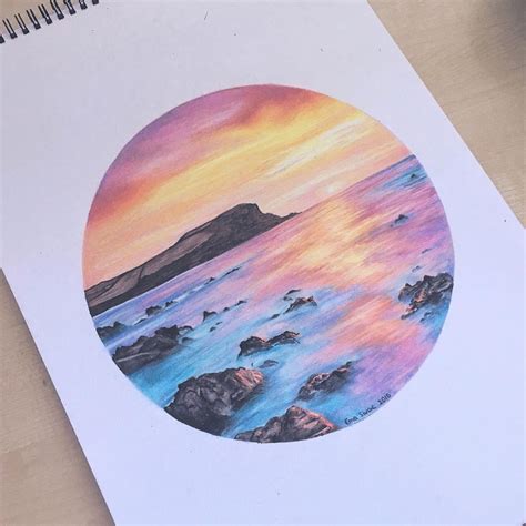 Sunset Colored Pencil Drawing