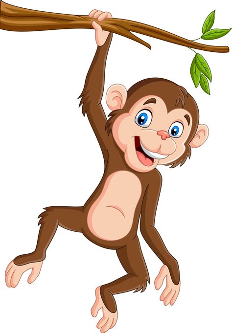 Cartoon monkey hanging in tree branch 7270930 Vector Art at Vecteezy