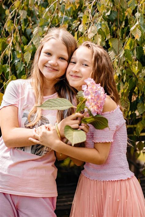 Two Best Friends are Walking in the Park and Celebrating a Wonderful Birthday Party. Stock Image ...