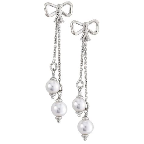 Long Bow Pearl Earrings in Sterling Silver | JOIA De Majorca