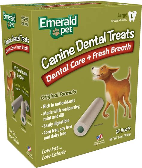 Emerald Pet Canine Dental Treats Fresh Breath Formula Dog Treats, Large, 32-oz box - Chewy.com