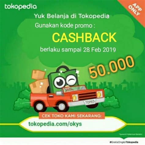 Jual CASHBACK hingga 50.000 kode promo voucher tokopedia OKY'S/OKYS - Jakarta Barat - OKY'S ...