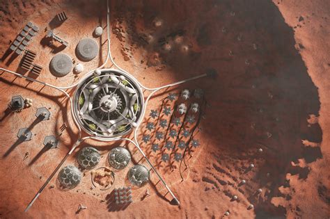 Mars Base Alpha in a crater by Anastasia Volyk & Vladyslav Lysenko | human Mars