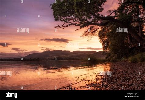 Lake Of Menteith - Sunset Stock Photo - Alamy