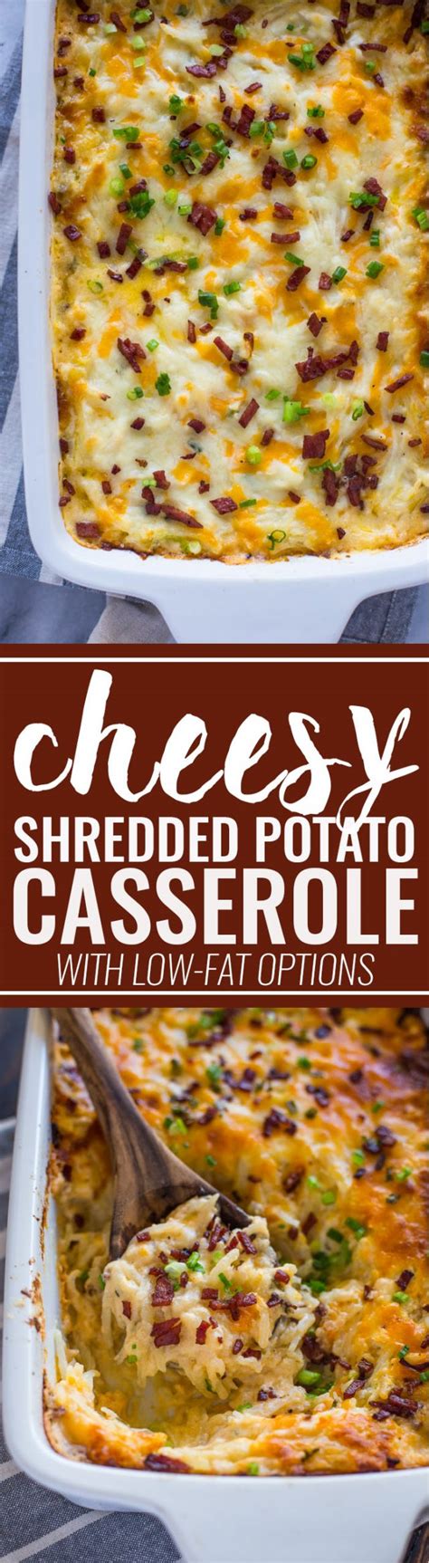 Cheesy Shredded Potato Casserole (with Low-fat Option) | Gimme Delicious