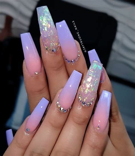 Cute Nails | Purple acrylic nails, Lilac nails, Long acrylic nails coffin